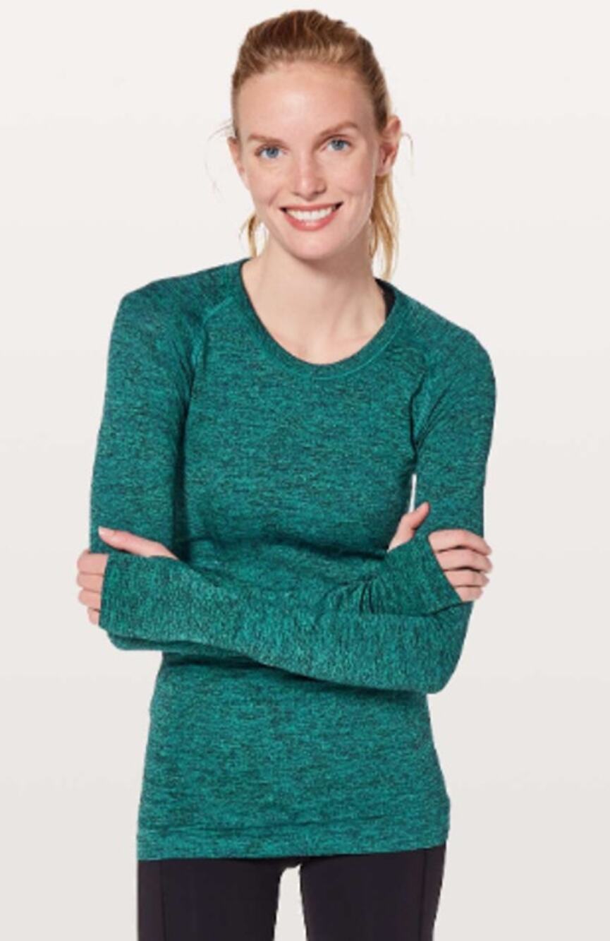 Lululemon Swiftly Tech Long Sleeve Teal Blue Black Women's Small Running Top